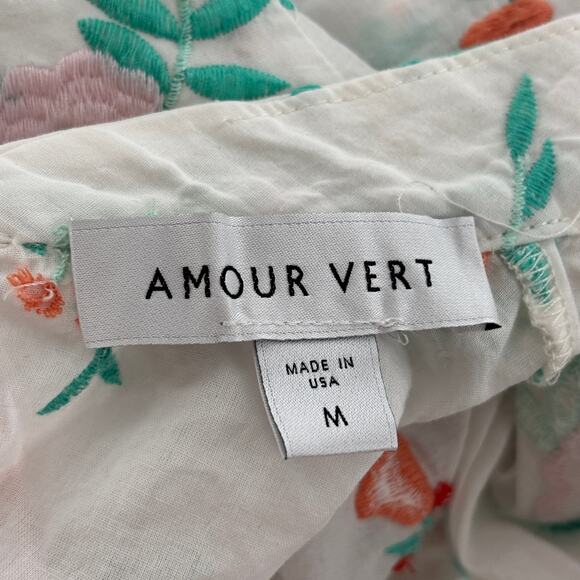 Amour Vert White Jeanne Bouquet Floral Embroidered Cotton Blouse - Picture 11 of 12